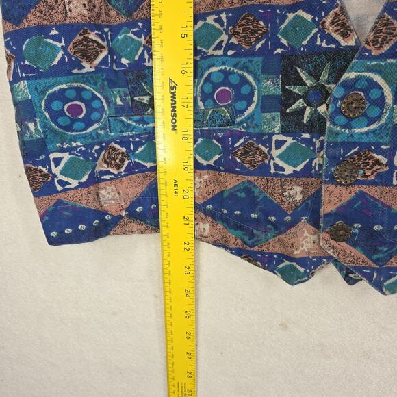 Vintage Chicos Womens Vest XL 2 Blue Pockets Business Western Cowgirl Aztec - Picture 3 of 13